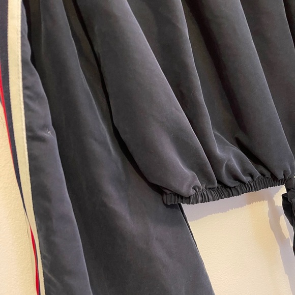 Navy off shoulder top with sleeve stripes - Picture 2 of 2